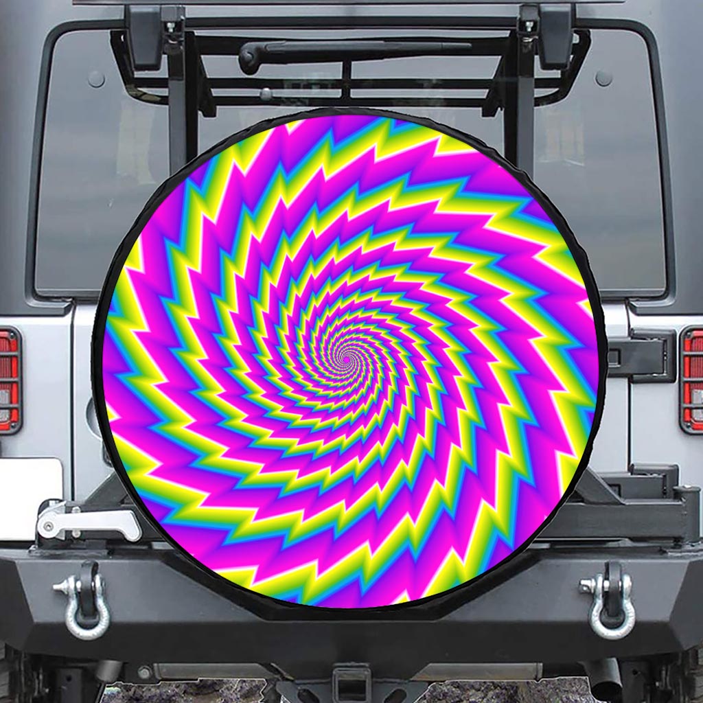 Abstract Twisted Moving Optical Illusion Leather Spare Tire Cover