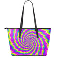 Abstract Twisted Moving Optical Illusion Leather Tote Bag With Zipper