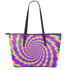 Abstract Twisted Moving Optical Illusion Leather Tote Bag