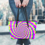 Abstract Twisted Moving Optical Illusion Leather Tote Bag