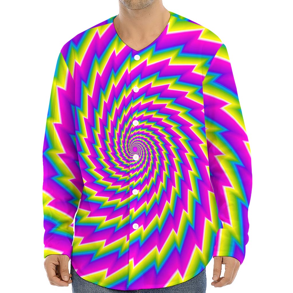 Abstract Twisted Moving Optical Illusion Long Sleeve Baseball Jersey