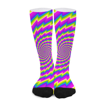 Abstract Twisted Moving Optical Illusion Long Socks