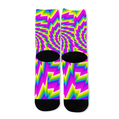 Abstract Twisted Moving Optical Illusion Long Socks