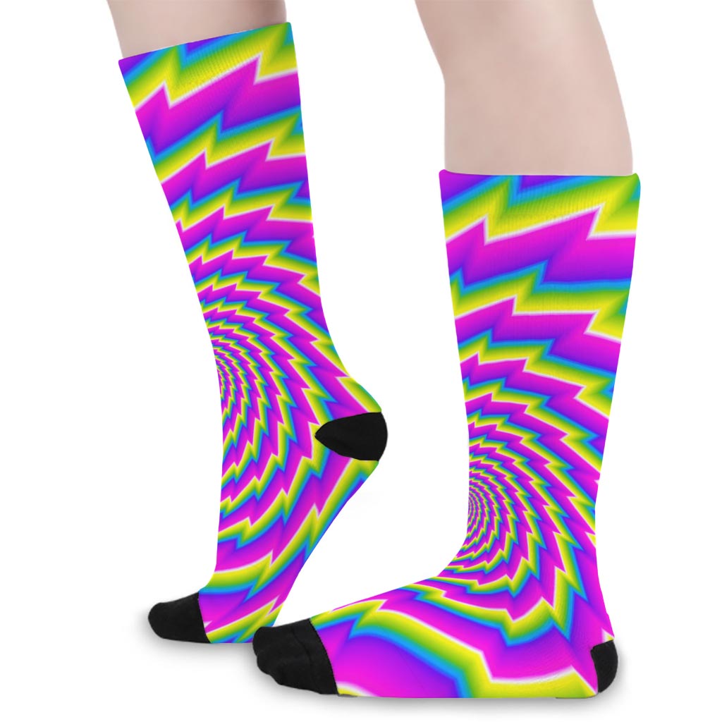 Abstract Twisted Moving Optical Illusion Long Socks