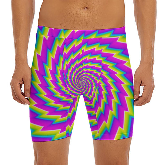 Abstract Twisted Moving Optical Illusion Men's Long Boxer Briefs