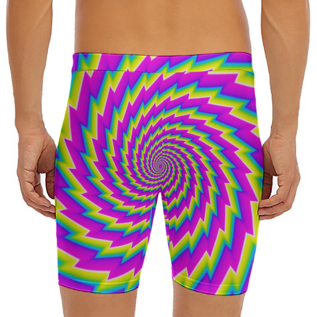 Abstract Twisted Moving Optical Illusion Men's Long Boxer Briefs