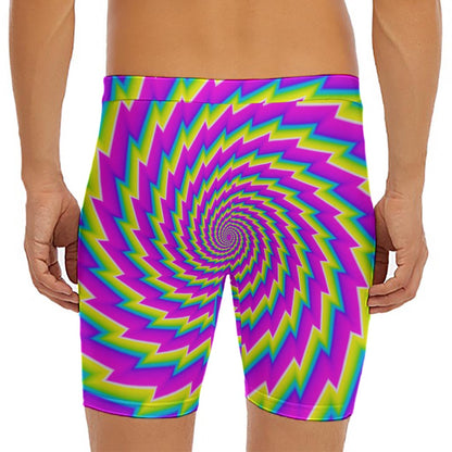 Abstract Twisted Moving Optical Illusion Men's Long Boxer Briefs