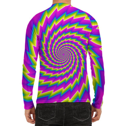 Abstract Twisted Moving Optical Illusion Men's Long Sleeve Rash Guard