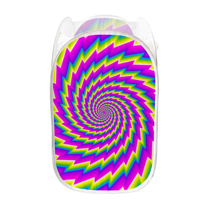 Abstract Twisted Moving Optical Illusion Mesh Laundry Hamper