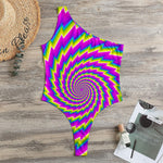 Abstract Twisted Moving Optical Illusion One Shoulder Bodysuit