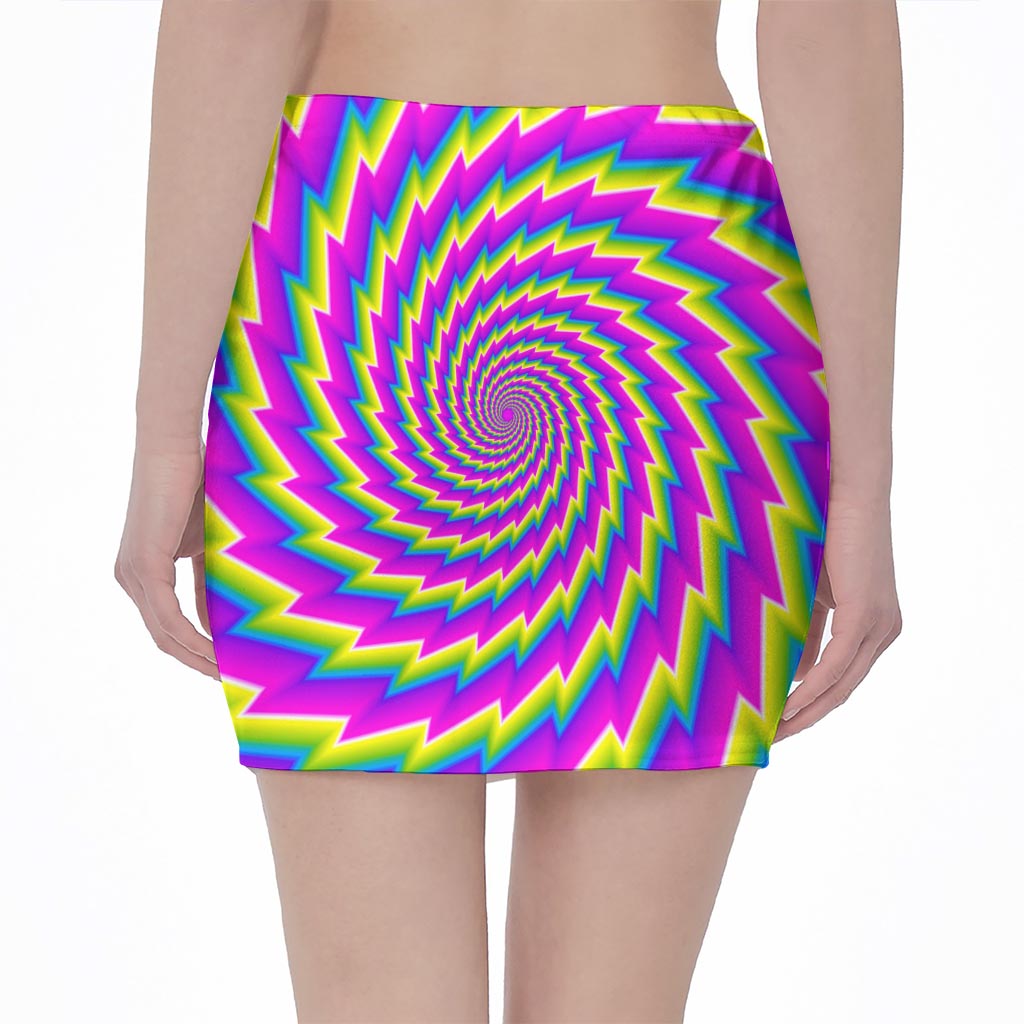 Abstract Twisted Moving Optical Illusion Pencil Mini Skirt