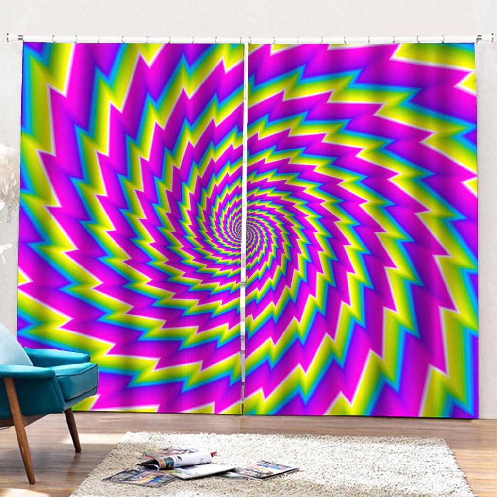 Abstract Twisted Moving Optical Illusion Pencil Pleat Curtains