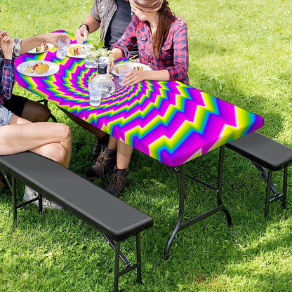 Abstract Twisted Moving Optical Illusion Picnic Table Cover