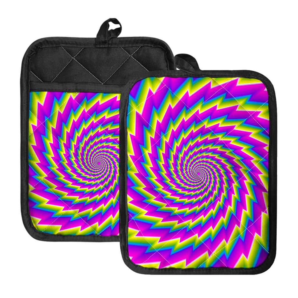 Abstract Twisted Moving Optical Illusion Pot Holders With Pocket