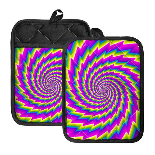 Abstract Twisted Moving Optical Illusion Pot Holders With Pocket