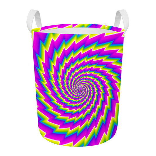 Abstract Twisted Moving Optical Illusion Round Laundry Basket