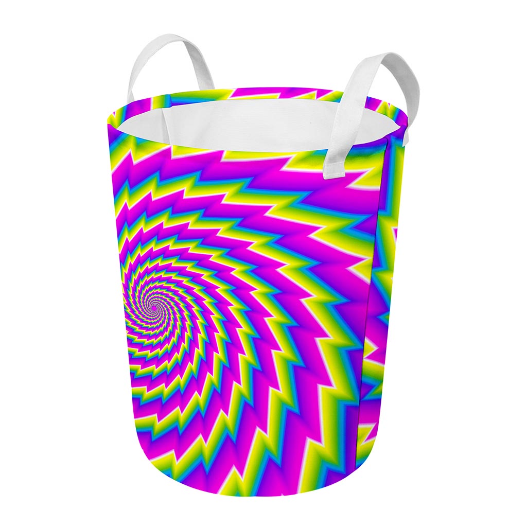 Abstract Twisted Moving Optical Illusion Round Laundry Basket