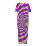 Abstract Twisted Moving Optical Illusion Short Sleeve Long Nightdress
