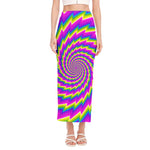 Abstract Twisted Moving Optical Illusion Side Slit Maxi Skirt