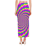 Abstract Twisted Moving Optical Illusion Side Slit Maxi Skirt