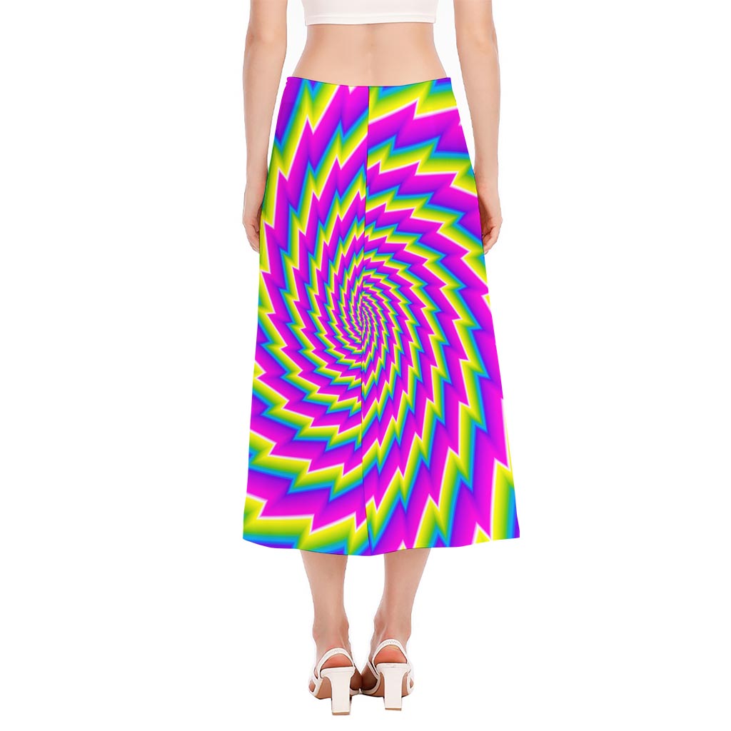 Abstract Twisted Moving Optical Illusion Side Slit Midi Skirt