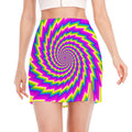 Abstract Twisted Moving Optical Illusion Side Slit Mini Skirt