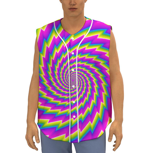 Abstract Twisted Moving Optical Illusion Sleeveless Baseball Jersey