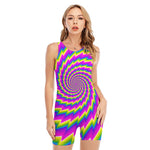 Abstract Twisted Moving Optical Illusion Sleeveless One Piece Swimsuit