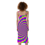 Abstract Twisted Moving Optical Illusion Slim Fit Midi Cami Dress