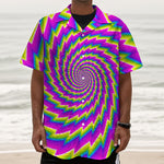 Abstract Twisted Moving Optical Illusion Textured Short Sleeve Shirt