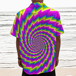 Abstract Twisted Moving Optical Illusion Textured Short Sleeve Shirt