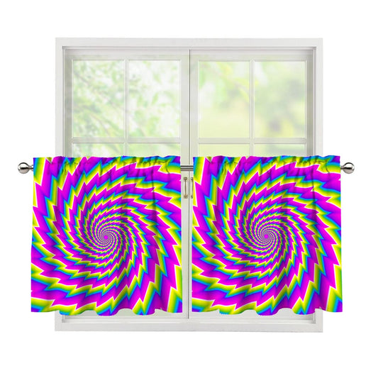 Abstract Twisted Moving Optical Illusion Tier Curtains