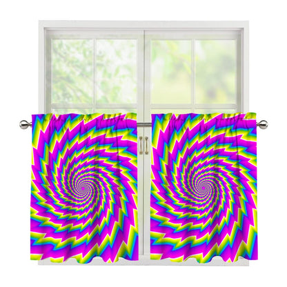 Abstract Twisted Moving Optical Illusion Tier Curtains