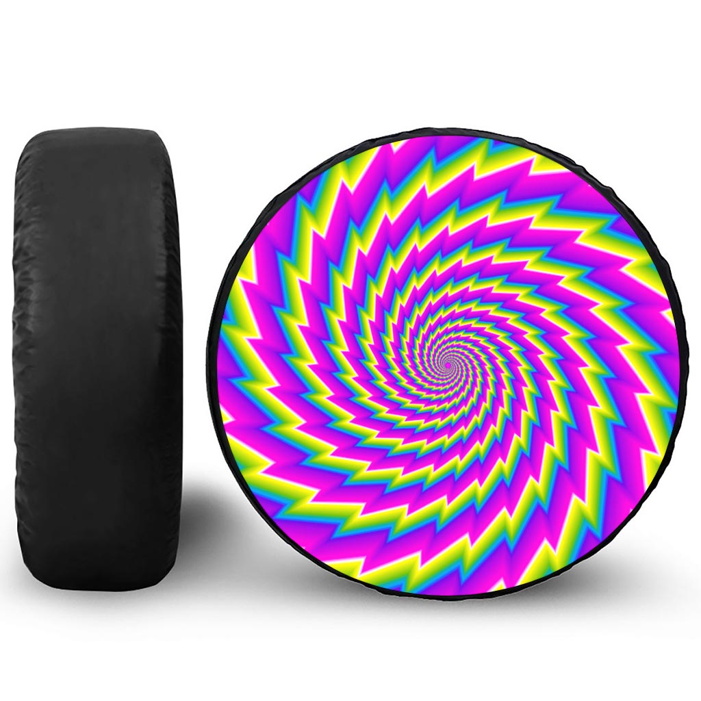 Abstract Twisted Moving Optical Illusion Tire Cover