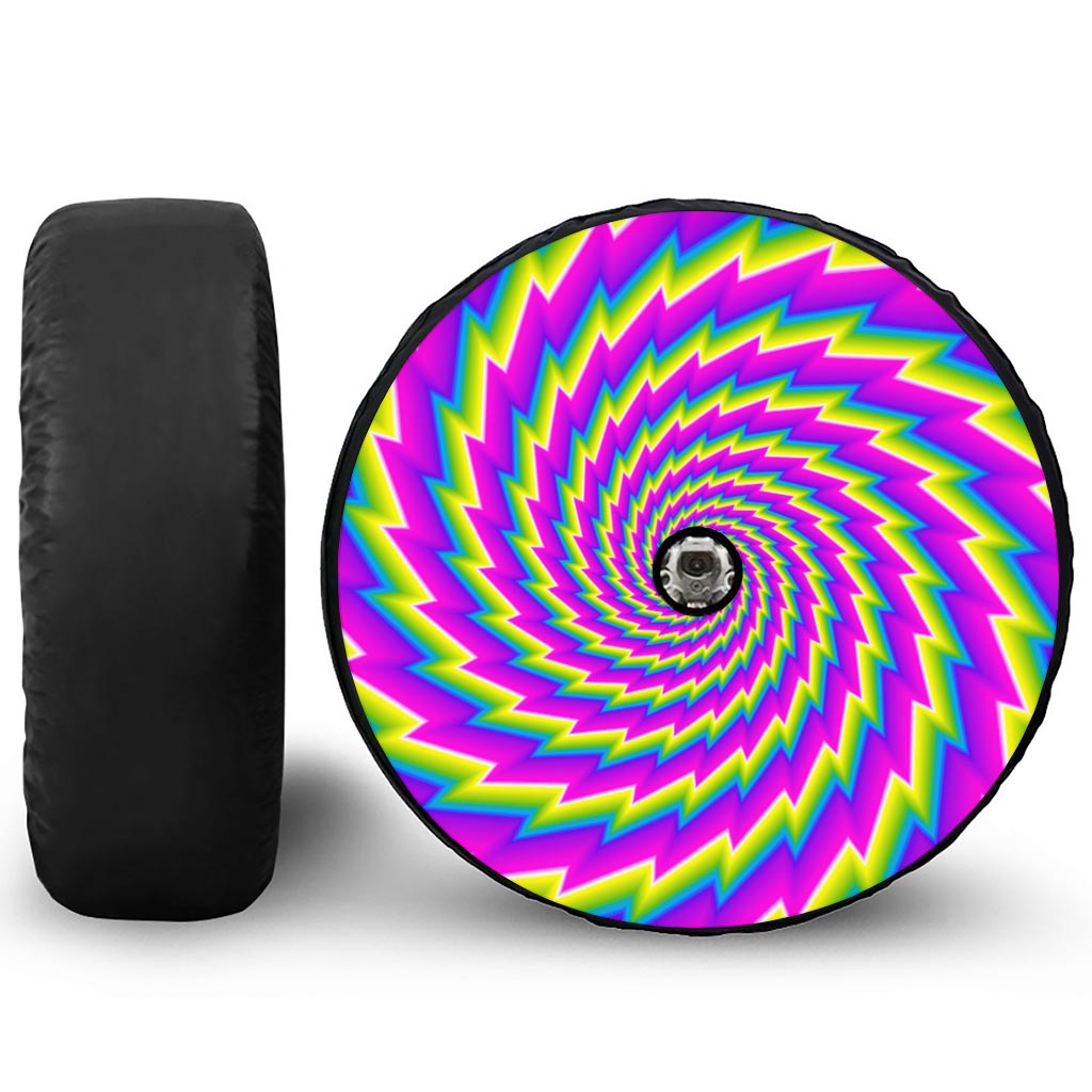 Abstract Twisted Moving Optical Illusion Tire Cover With Camera Hole