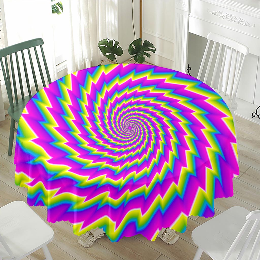 Abstract Twisted Moving Optical Illusion Waterproof Round Tablecloth