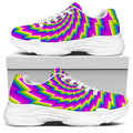 Abstract Twisted Moving Optical Illusion White Chunky Shoes