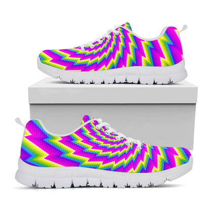 Abstract Twisted Moving Optical Illusion White Running Shoes