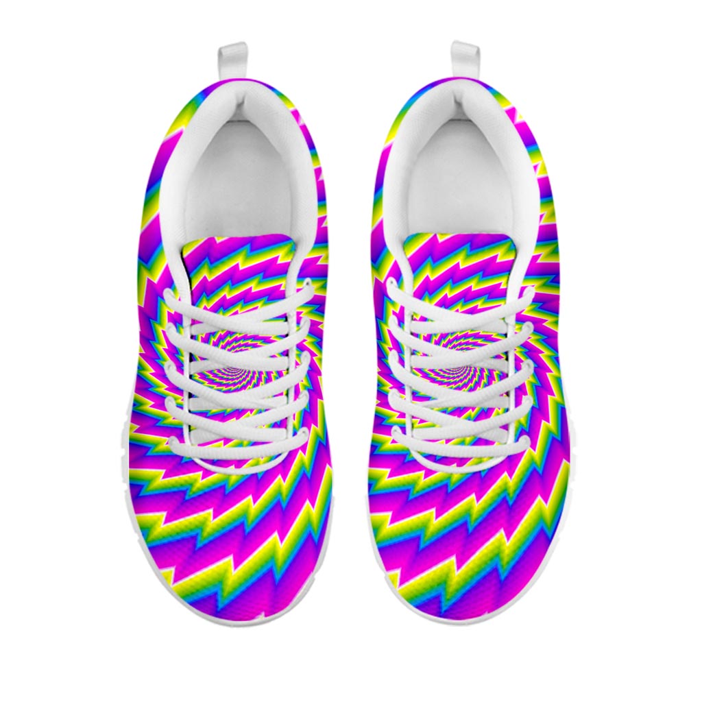 Abstract Twisted Moving Optical Illusion White Running Shoes