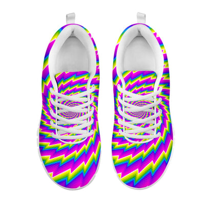 Abstract Twisted Moving Optical Illusion White Running Shoes