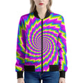 Abstract Twisted Moving Optical Illusion Women's Bomber Jacket