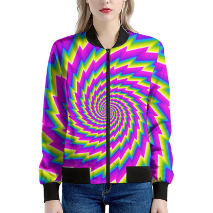 Abstract Twisted Moving Optical Illusion Women's Bomber Jacket