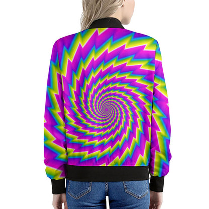 Abstract Twisted Moving Optical Illusion Women's Bomber Jacket
