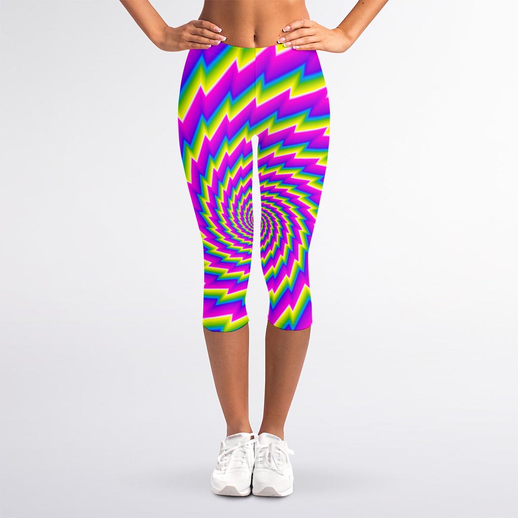 Abstract Twisted Moving Optical Illusion Women's Capri Leggings