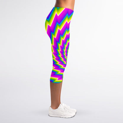 Abstract Twisted Moving Optical Illusion Women's Capri Leggings