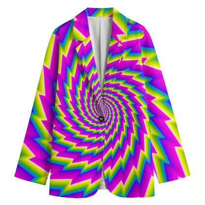 Abstract Twisted Moving Optical Illusion Women's Cotton Blazer