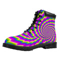 Abstract Twisted Moving Optical Illusion Padded Collar Lace Up Boots