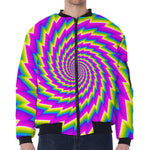 Abstract Twisted Moving Optical Illusion Zip Sleeve Bomber Jacket
