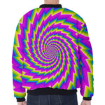 Abstract Twisted Moving Optical Illusion Zip Sleeve Bomber Jacket