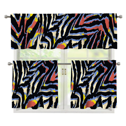 Abstract Zebra Pattern Print 3 Piece Kitchen Curtains